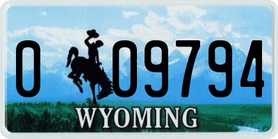 WY license plate 009794