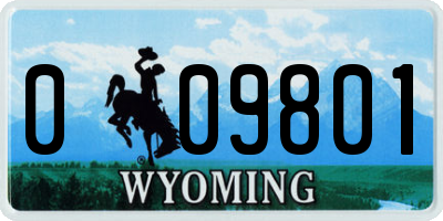 WY license plate 009801