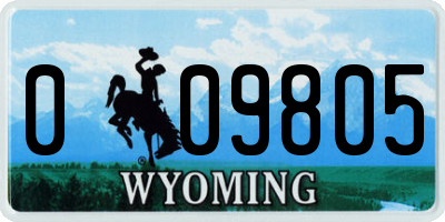 WY license plate 009805