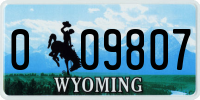 WY license plate 009807