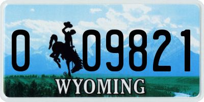 WY license plate 009821