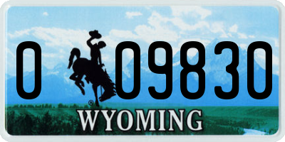 WY license plate 009830