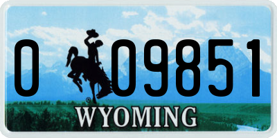 WY license plate 009851