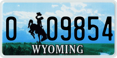 WY license plate 009854