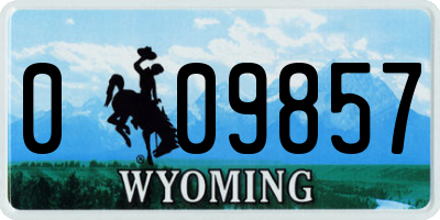 WY license plate 009857