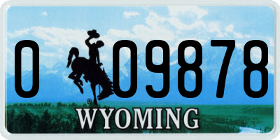 WY license plate 009878