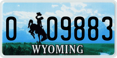 WY license plate 009883