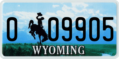 WY license plate 009905