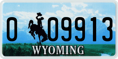 WY license plate 009913