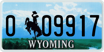 WY license plate 009917