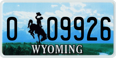WY license plate 009926