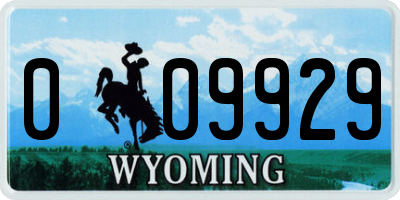 WY license plate 009929