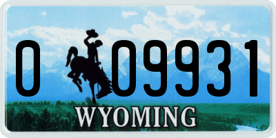 WY license plate 009931