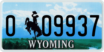 WY license plate 009937