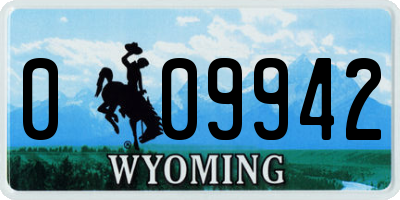 WY license plate 009942