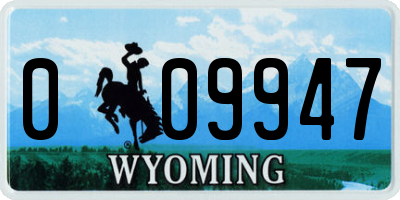 WY license plate 009947