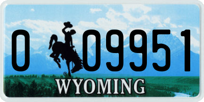 WY license plate 009951