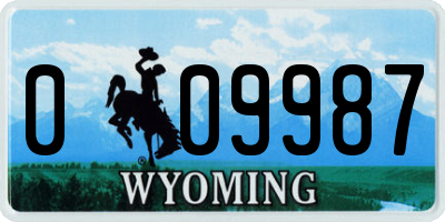 WY license plate 009987