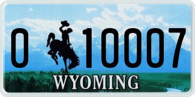 WY license plate 010007