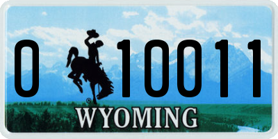 WY license plate 010011