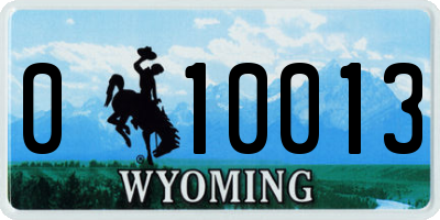 WY license plate 010013