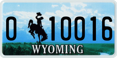 WY license plate 010016