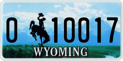 WY license plate 010017