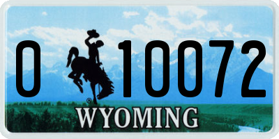 WY license plate 010072