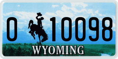 WY license plate 010098