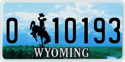 WY license plate 010193