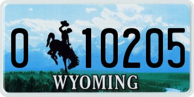 WY license plate 010205
