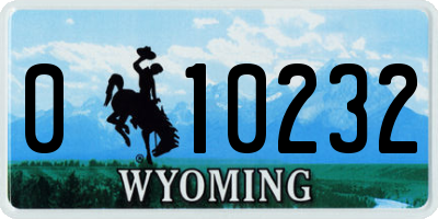 WY license plate 010232