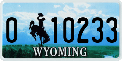 WY license plate 010233