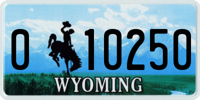 WY license plate 010250