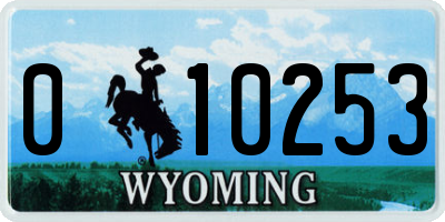 WY license plate 010253
