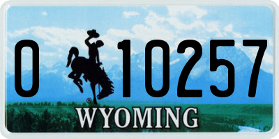 WY license plate 010257