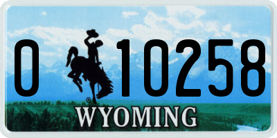 WY license plate 010258