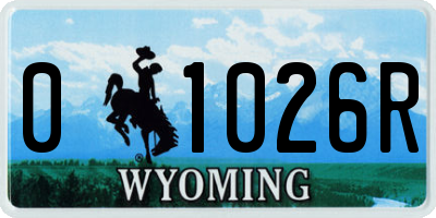 WY license plate 01026R