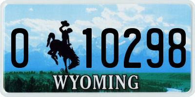 WY license plate 010298
