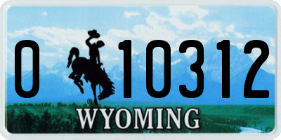WY license plate 010312