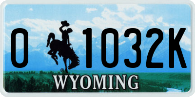 WY license plate 01032K