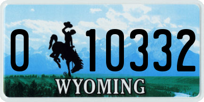 WY license plate 010332