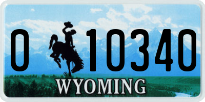 WY license plate 010340