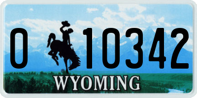 WY license plate 010342