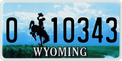 WY license plate 010343