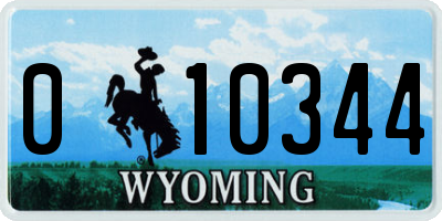 WY license plate 010344