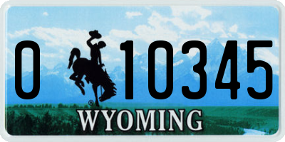 WY license plate 010345