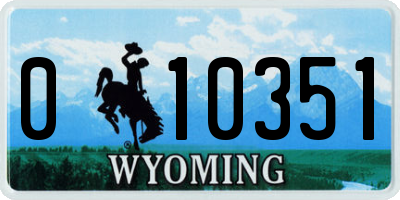 WY license plate 010351
