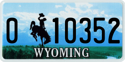 WY license plate 010352