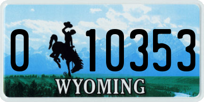 WY license plate 010353